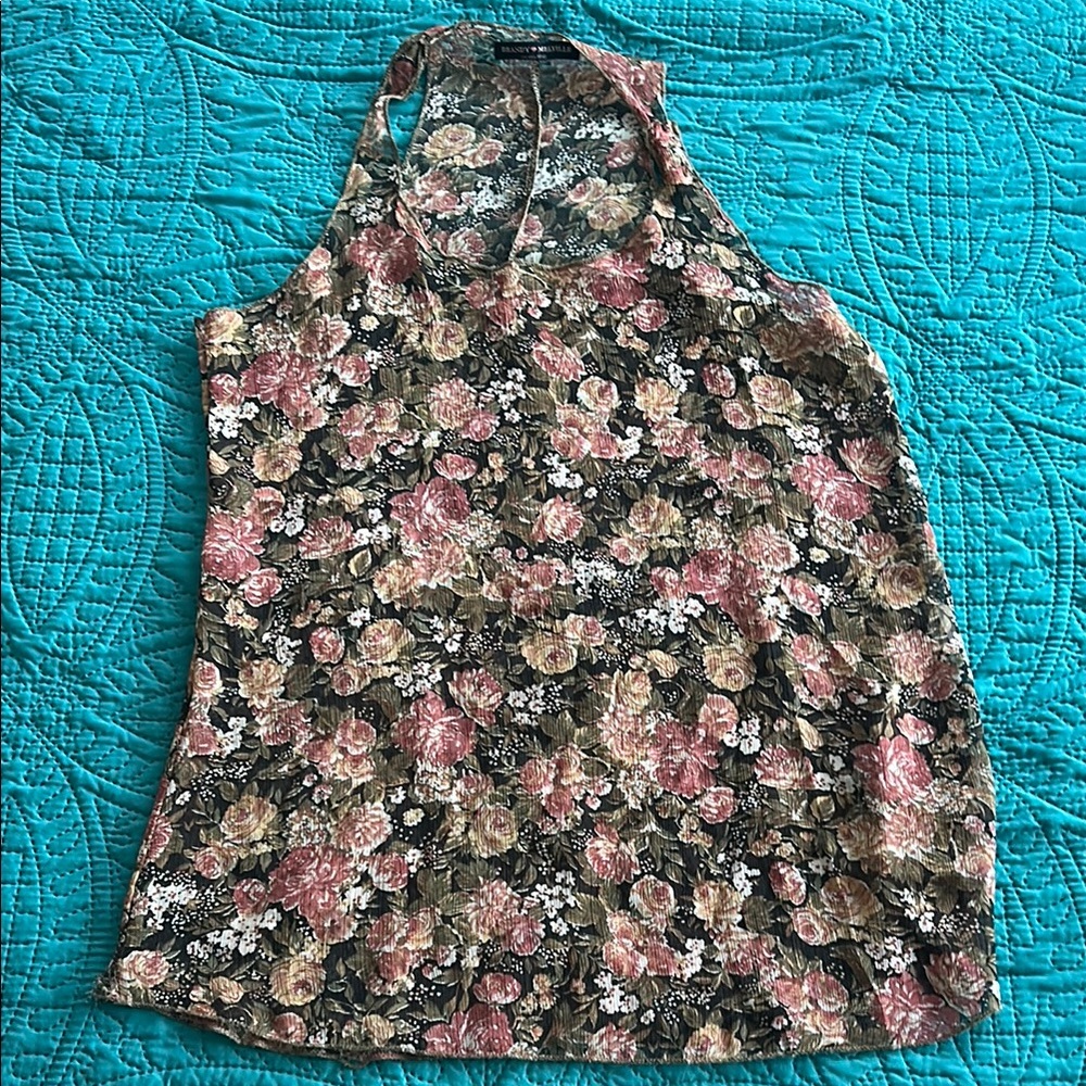 Brandy Melville, made in Italy - Sheer Floral Tank Top - small